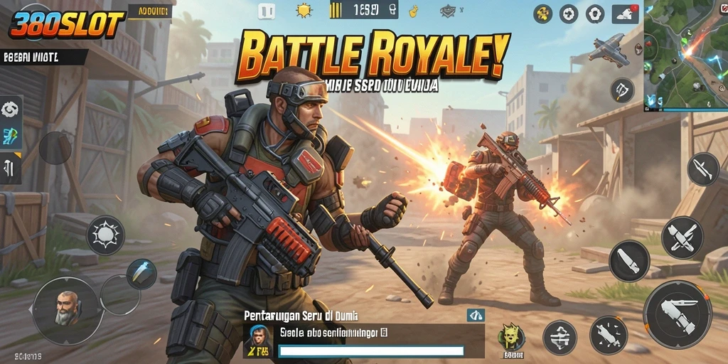 Tampilan gameplay dinamis dalam pertarungan Battle Royale.