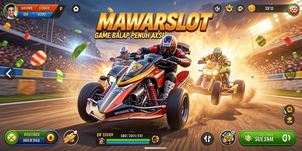 Screenshot MAWARSLOT menampilkan balapan mendebarkan dan grafis luar biasa.
