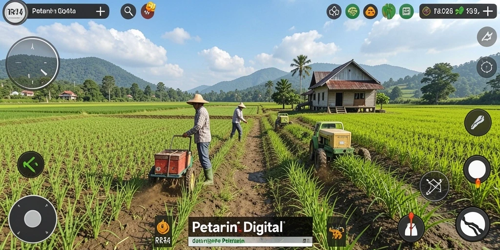 Screenshot utama RR44 menampilkan gameplay seru tentang pertanian.