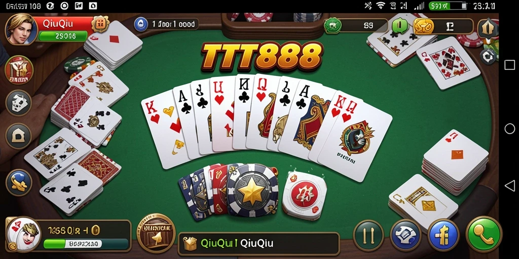 Tampilan klasik dan menarik dari gameplay QiuQiu TTT888.